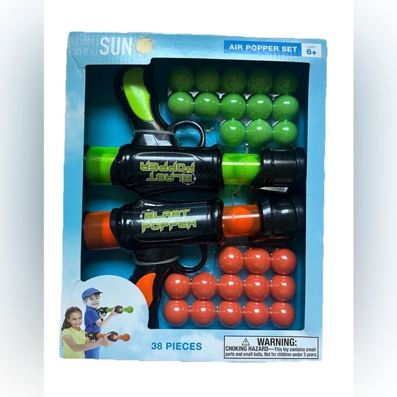 Air Popper Guns Set 2 Guns 38 Foam balls Toys Fun All Ages 
summer Outdoor. - Picture 1 of 2